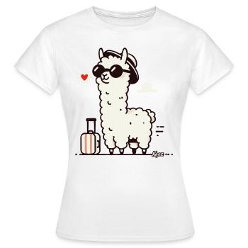 Lama de voyage avec valise - T-shirt Femme - blanc - Devant - AI Model Female 172 dark (172cm)