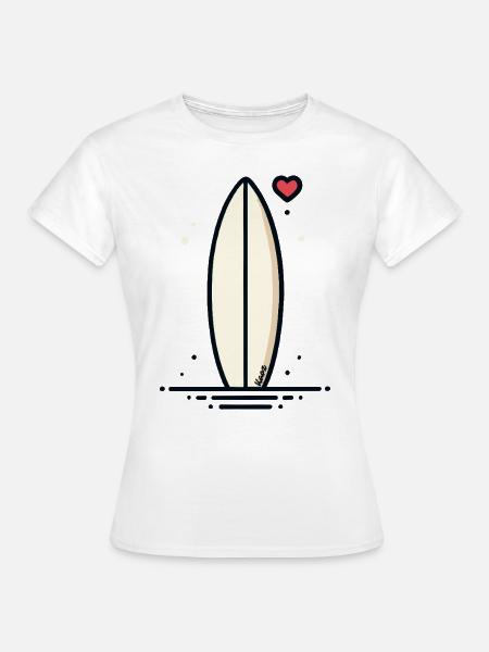 Retro Surfbrett mit Herz - Frauen T-Shirt - Weiß