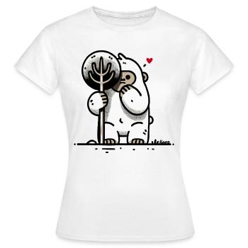 kleiner Gorilla versteckt sich hinter einem Baum - Frauen T-Shirt - Weiß - Vorne - AI Model Female 172 dark (172cm)