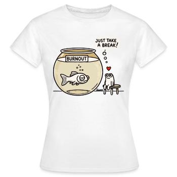Burnout-Fisch & Frosch-Therapeut - Frauen T-Shirt - Weiß - Vorne - AI Model Female 172 dark (172cm)
