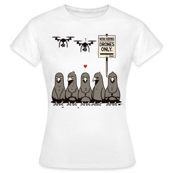 Pigeons unemployed – drones take over - Women's T-Shirt - white - Front - AI Model Female 172 dark (172cm)