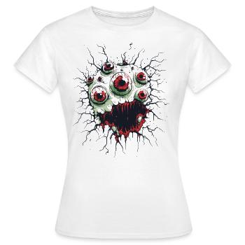 Œil de la terreur – Un monstre perce - T-shirt Femme - blanc - Devant - AI Model Female 172 dark (172cm)
