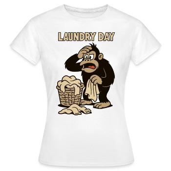 Laundry day at the overwhelmed monkey - Women's T-Shirt - white - Front - AI Model Female 172 dark (172cm)