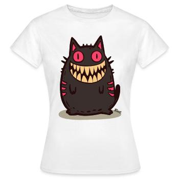 Grinsende schwarze Monster Katze - Frauen T-Shirt - Weiß - Vorne - AI Model Female 172 dark (172cm)