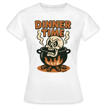 Wütender Totenkopf im Kochtopf zum Abendessen - Frauen T-Shirt - Weiß - Vorne - AI Model Female 172 dark (172cm)
