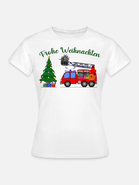 Feuerwhrauto Weihnachten - Frauen T-Shirt - Weiß