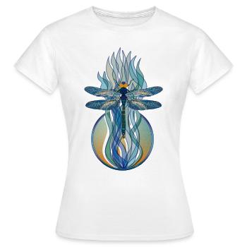 Libelle Jugendstil - Frauen T-Shirt - Weiß - Vorne - AI Model Female 172 dark (172cm)