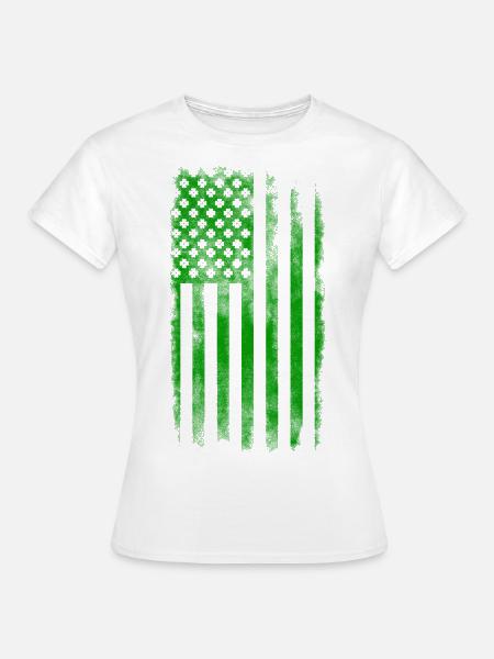 Irish American Saint Patrick's Day Flag Washed - Women's T-Shirt - white