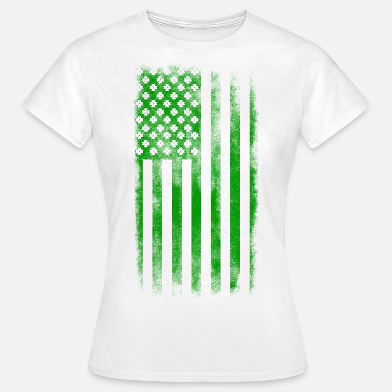 Drapeau de la Saint-Patrick irlandais américain lavé - T-shirt Femme - blanc