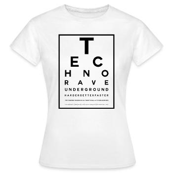 TECHNO RAVE UNDERGROUND - Frauen T-Shirt - Weiß - Vorne - AI Model Female 172 dark (172cm)