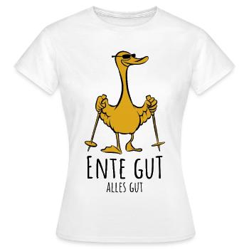 Ente gut alles gut | Stockente Nordic Walking - Frauen T-Shirt - Weiß - Vorne - AI Model Female 172 dark (172cm)