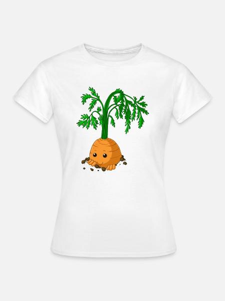 Schüchterne Comic Karotte - Frauen T-Shirt - Weiß
