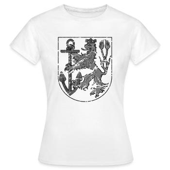 Düsseldorfer Wappen grau Used - Frauen T-Shirt - Weiß - Vorne - AI Model Female 172 dark (172cm)