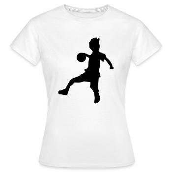 Kinder Handball Sprungwurf - Frauen T-Shirt - Weiß - Vorne - AI Model Female 172 dark (172cm)