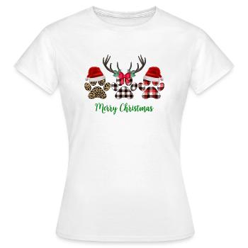 Frohe Weihnachtspfote - Frauen T-Shirt - Weiß - Vorne - AI Model Female 172 dark (172cm)