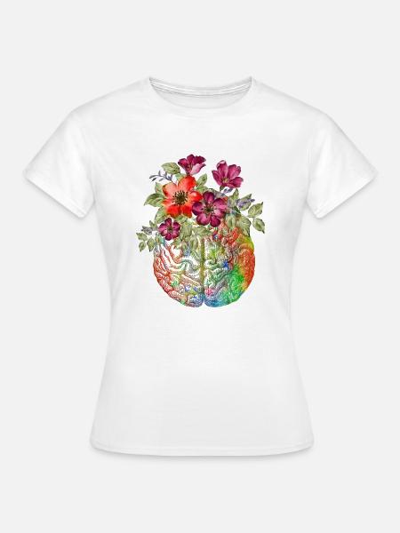 FLORAL BRAIN ANATOMICAL ART - Frauen T-Shirt - Weiß