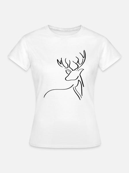 Elch Line Art - Minimalistisch - Frauen T-Shirt - Weiß