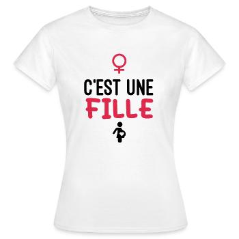 annonce grossesse c'est une fille annonce sexe - T-shirt Femme - blanc - Devant - AI Model Female 172 dark (172cm)