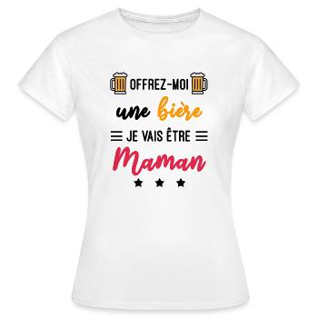 offrez moi bière maman cadeau future maman - T-shirt Femme - blanc - Devant - AI Model Female 172 dark (172cm)