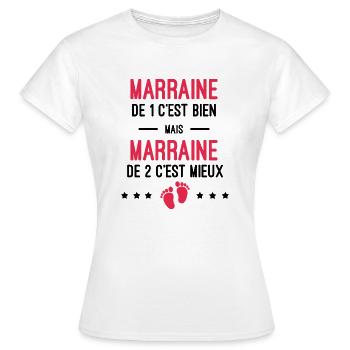 cadeau naissance jumeaux marraine - T-shirt Femme - blanc - Devant - AI Model Female 172 dark (172cm)