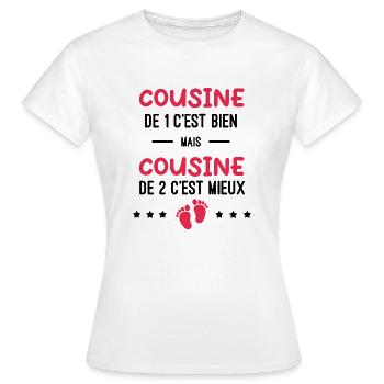 annonce grossesse jumeaux cousine - T-shirt Femme - blanc - Devant - AI Model Female 172 dark (172cm)