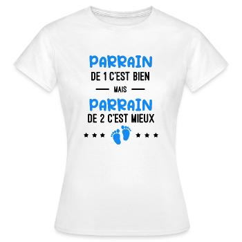 annonce grossesse jumeaux Parrain - T-shirt Femme - blanc - Devant - AI Model Female 172 dark (172cm)