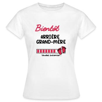 Annonce grossesse bientôt Arrière grand-mère - T-shirt Femme - blanc - Devant - AI Model Female 172 dark (172cm)