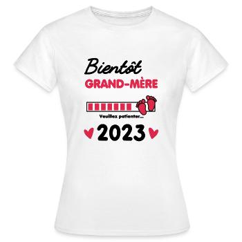 Bientôt grand-mère 2023 cadeau future mamie - T-shirt Femme - blanc - Devant - AI Model Female 172 dark (172cm)