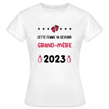 grossesse grand-mère femme devenir grand-mère 2023 - T-shirt Femme - blanc - Devant - AI Model Female 172 dark (172cm)