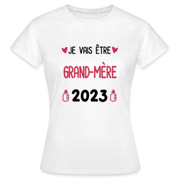 je vais être grand-mère 2023 future grand-mère - T-shirt Femme - blanc - Devant - AI Model Female 172 dark (172cm)