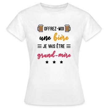 offrez moi bière grand-mère future grand-mère - T-shirt Femme - blanc - Devant - AI Model Female 172 dark (172cm)