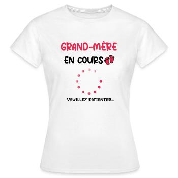 Annonce grossesse mamie grand-mère en cours - T-shirt Femme - blanc - Devant - AI Model Female 172 dark (172cm)