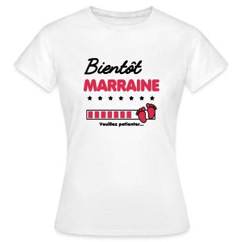 Bientôt Marraine cadeau naissance future Marraine - T-shirt Femme - blanc - Devant - AI Model Female 172 dark (172cm)