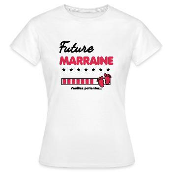 Future Marraine cadeau naissance future Marraine - T-shirt Femme - blanc - Devant - AI Model Female 172 dark (172cm)