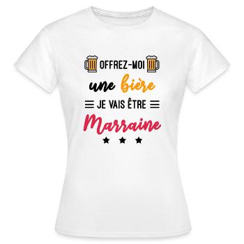 offrez moi bière Marraine future Marraine - T-shirt Femme - blanc - Devant - AI Model Female 172 dark (172cm)