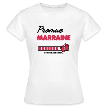 promue Marraine Annonce grossesse Marraine - T-shirt Femme - blanc - Devant - AI Model Female 172 dark (172cm)