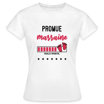 promue Marraine cadeau naissance future Marraine - T-shirt Femme - blanc - Devant - AI Model Female 172 dark (172cm)