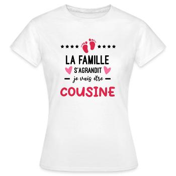 Annonce grossesse Cousine famille s'agrandit - T-shirt Femme - blanc - Devant - AI Model Female 172 dark (172cm)