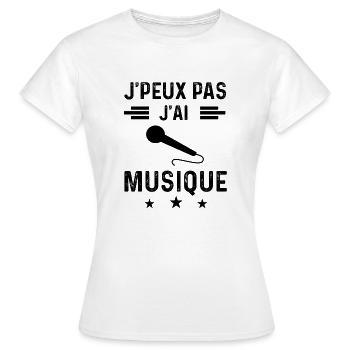 j'peux pas j'ai musique micro micro - T-shirt Femme - blanc - Devant - AI Model Female 172 dark (172cm)