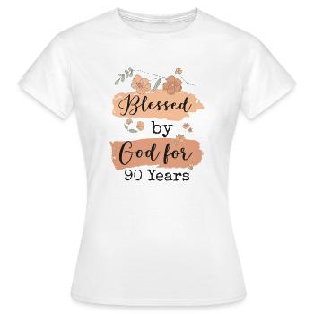Anniversaire 90 Cadeau Citation Drôle - T-shirt Femme - blanc - Devant - AI Model Female 172 dark (172cm)