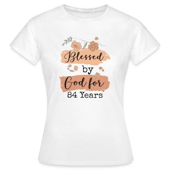 Anniversaire 84 Cadeau Citation Drôle - T-shirt Femme - blanc - Devant - AI Model Female 172 dark (172cm)