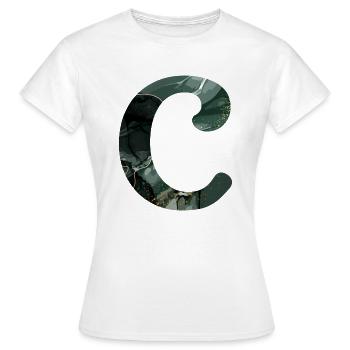 Lettre c marbré vert - T-shirt Femme - blanc - Devant - AI Model Female 172 dark (172cm)