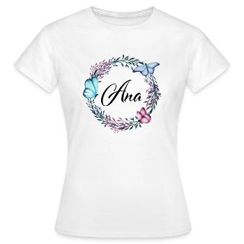 Ana, Name, Schriftzug, Blumenkranz, Geschenk - Frauen T-Shirt - Weiß - Vorne - AI Model Female 172 dark (172cm)