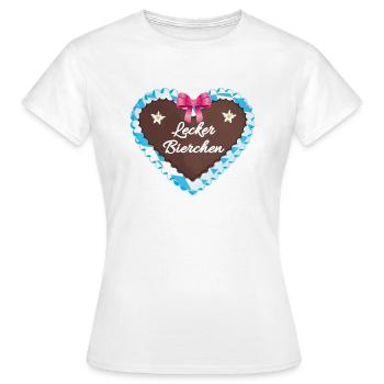Lebkuchenherz, Herz, Bierchen, Bier - Frauen T-Shirt - Weiß - Vorne - AI Model Female 172 dark (172cm)