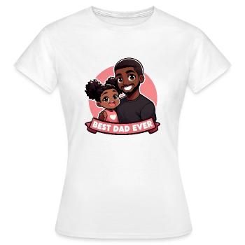 Fête des pères - Un père noir et sa fille - T-shirt Femme - blanc - Devant - AI Model Female 172 dark (172cm)