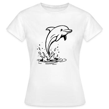 Springender Delfin – Niedliche Illustration - Frauen T-Shirt - Weiß - Vorne - AI Model Female 172 dark (172cm)