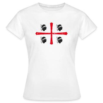 Croix drapeau sarde - T-shirt Femme - blanc - Devant - AI Model Female 172 dark (172cm)