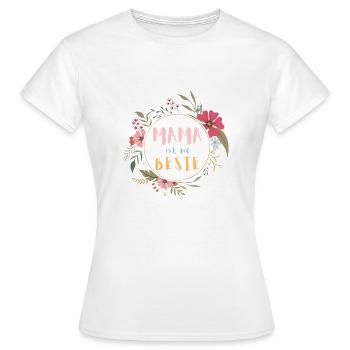 Mama ist die Beste! Niedlicher Blumenkranz - Frauen T-Shirt - Weiß - Vorne - AI Model Female 172 dark (172cm)