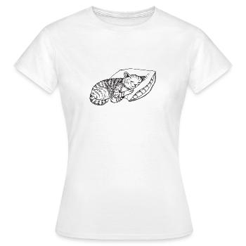 Cat sleeping pillow - Women's T-Shirt - white - Front - AI Model Female 172 dark (172cm)