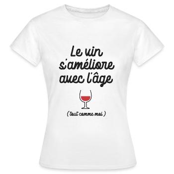 le vin s améliore avec l âge anniversaire décénie - T-shirt Femme - blanc - Devant - AI Model Female 172 dark (172cm)